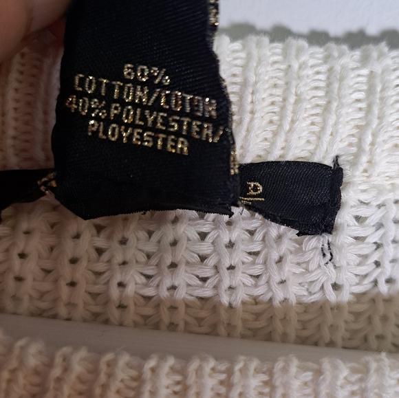 Revamped Off-white Knit Long Sleeve Sweatshirt with Bow on Sleeves Size Large - Picture 7 of 9